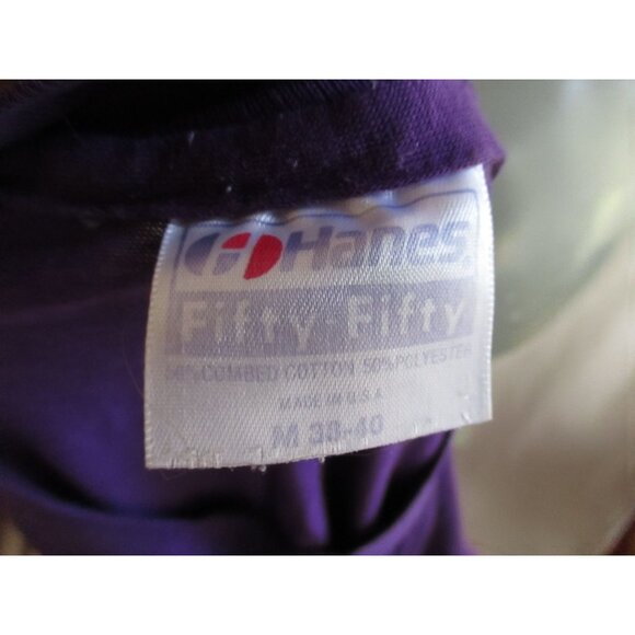 Small Vintage Single Stitch T-shirt Hanes Fifty-Fifty Purple T-Shirt M USA 80s - Picture 6 of 7